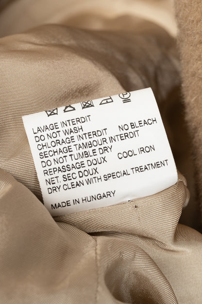 Carven PF15 Camel Alpaca Shearling Double-Breasted Coat