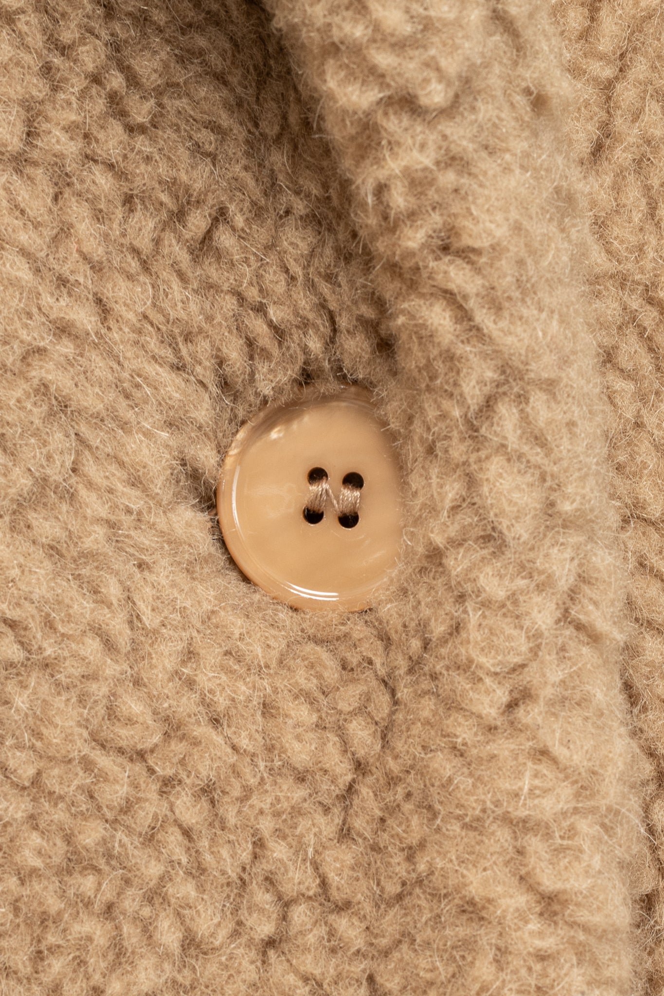 Carven PF15 Camel Alpaca Shearling Double-Breasted Coat
