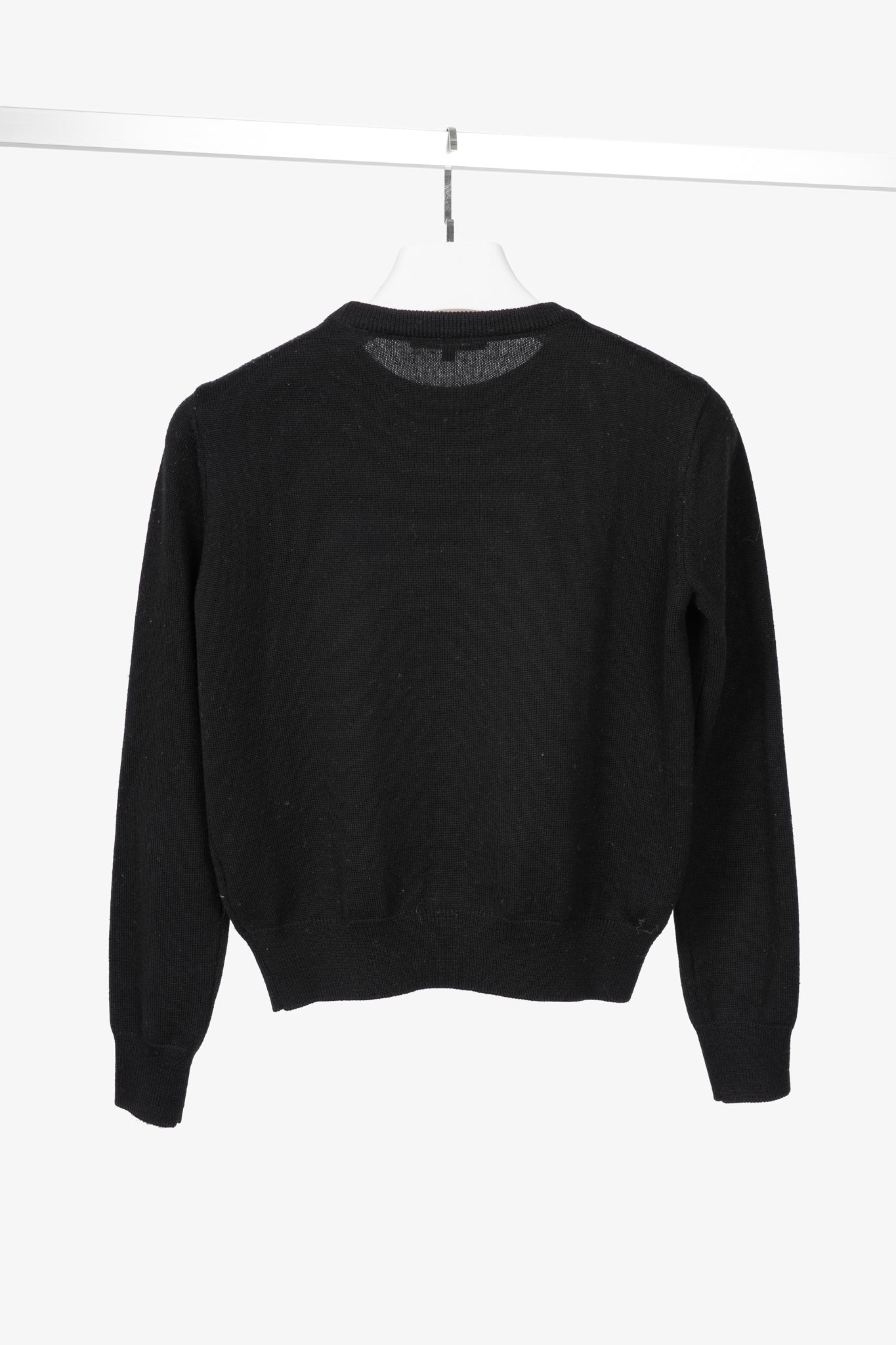 Carven AW14 Black Wool Embroidered Arrow Heart Sweater