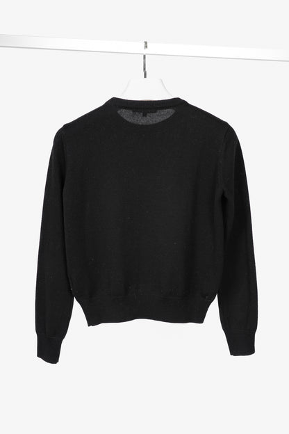Carven AW14 Black Wool Embroidered Arrow Heart Sweater