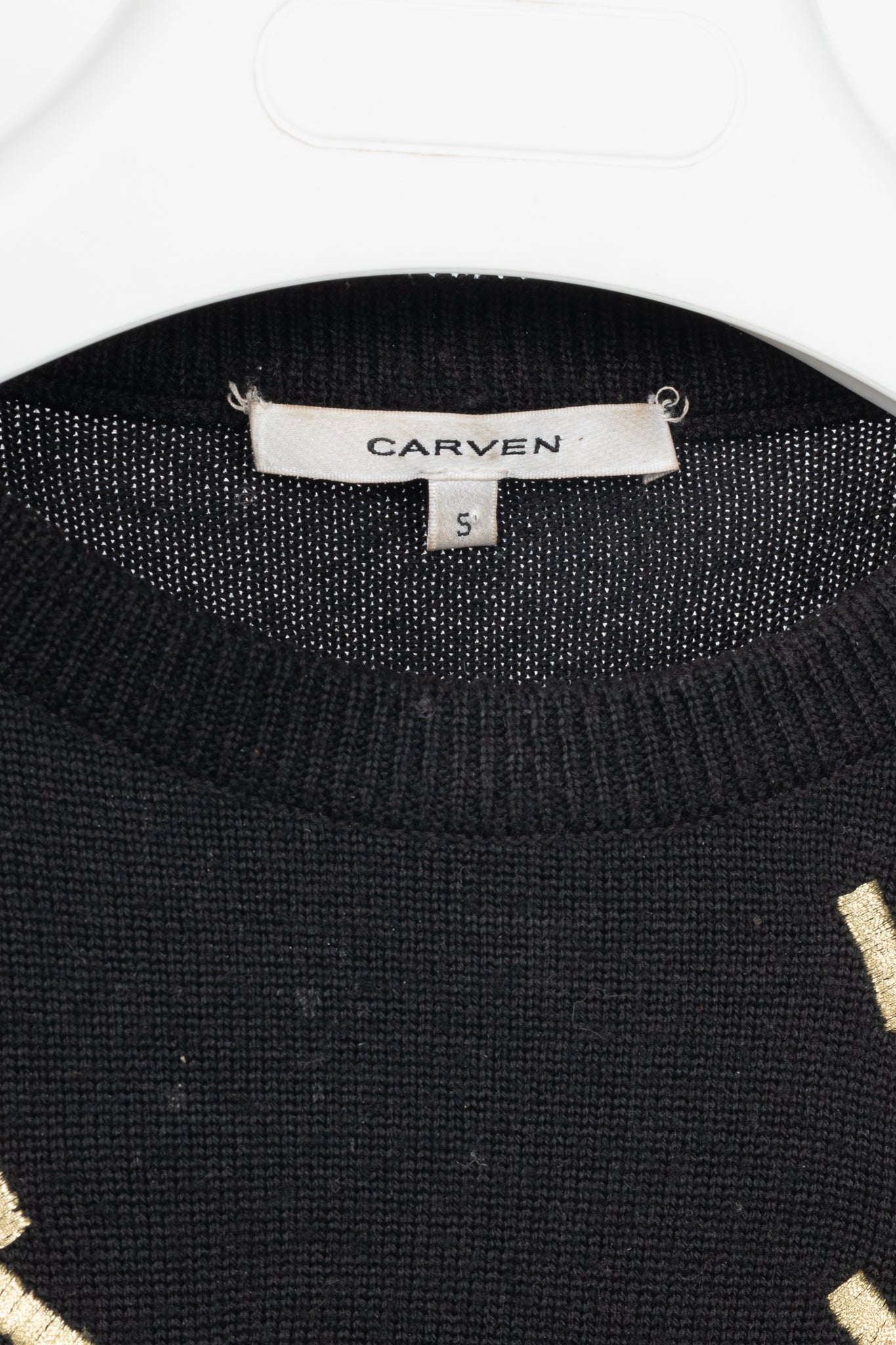 Carven AW14 Black Wool Embroidered Arrow Heart Sweater