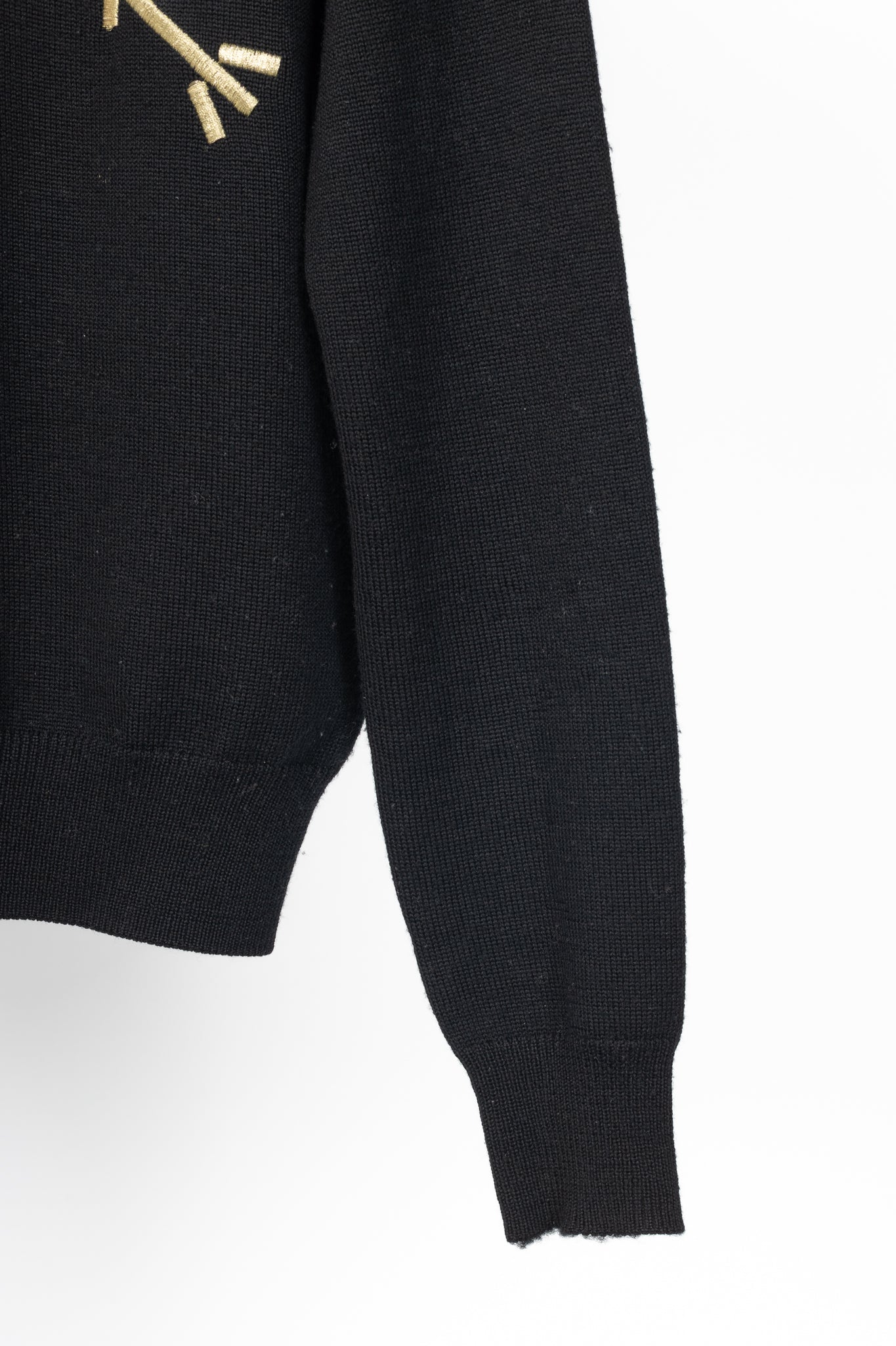 Carven AW14 Black Wool Embroidered Arrow Heart Sweater