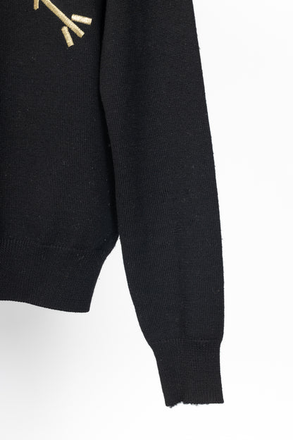 Carven AW14 Black Wool Embroidered Arrow Heart Sweater