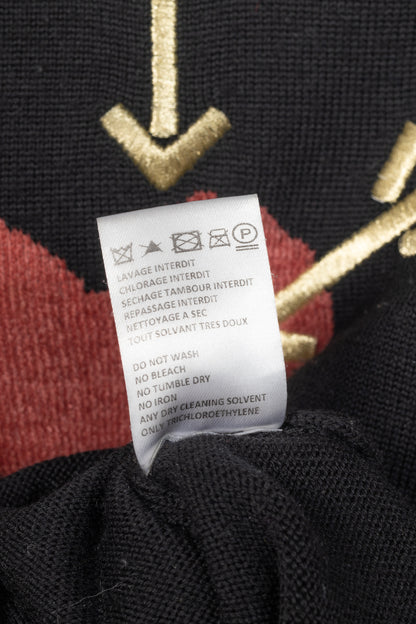 Carven AW14 Black Wool Embroidered Arrow Heart Sweater