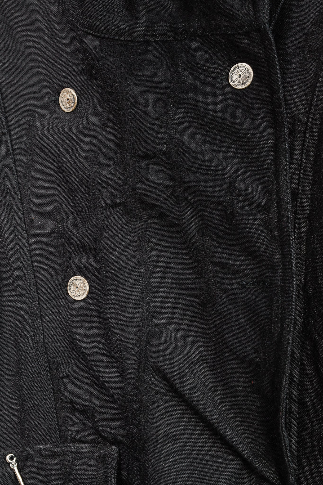 Caty Lesca Black Textured Wool & Cotton Metal-Accent Jacket