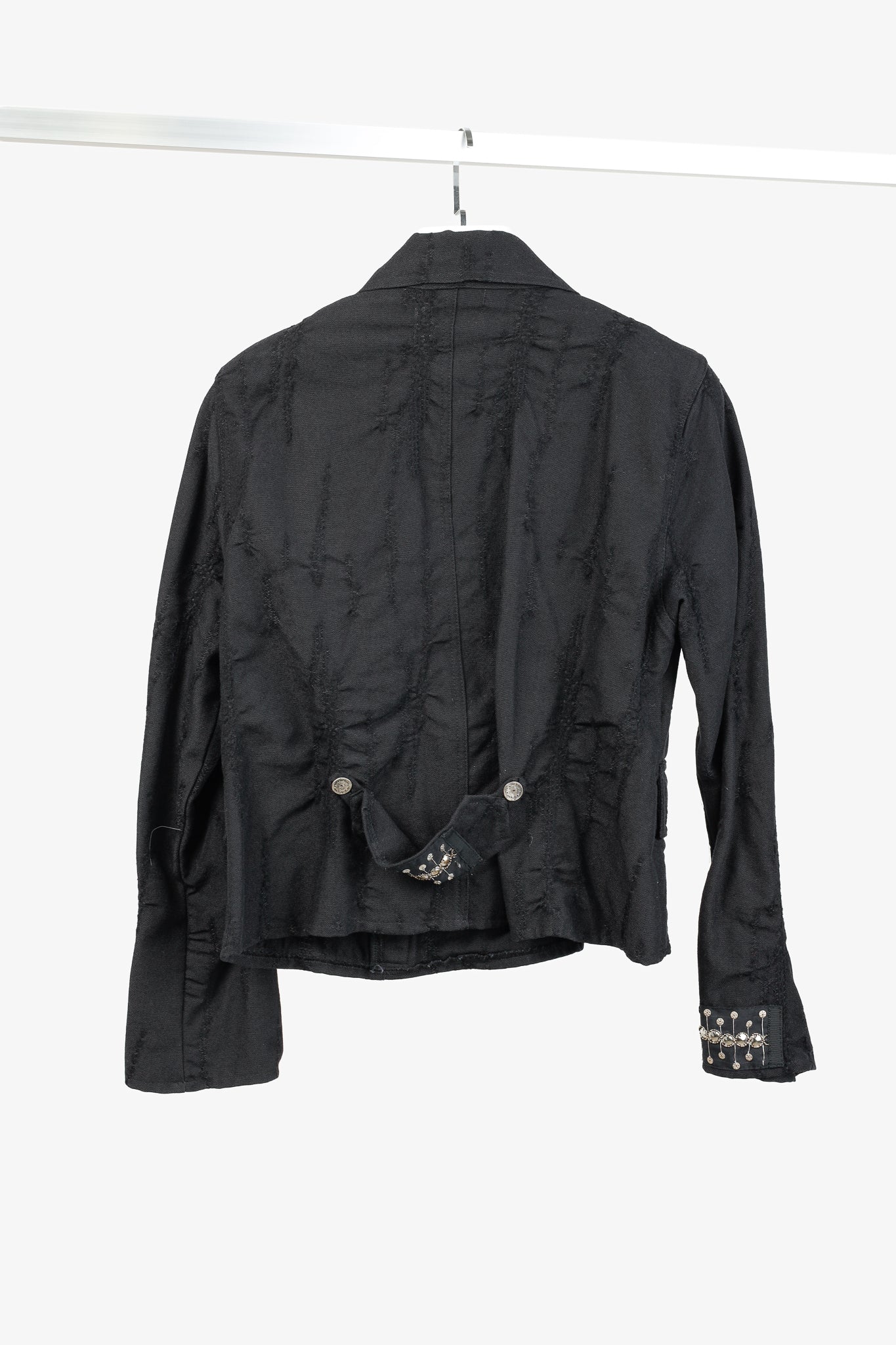 Caty Lesca Black Textured Wool & Cotton Metal-Accent Jacket