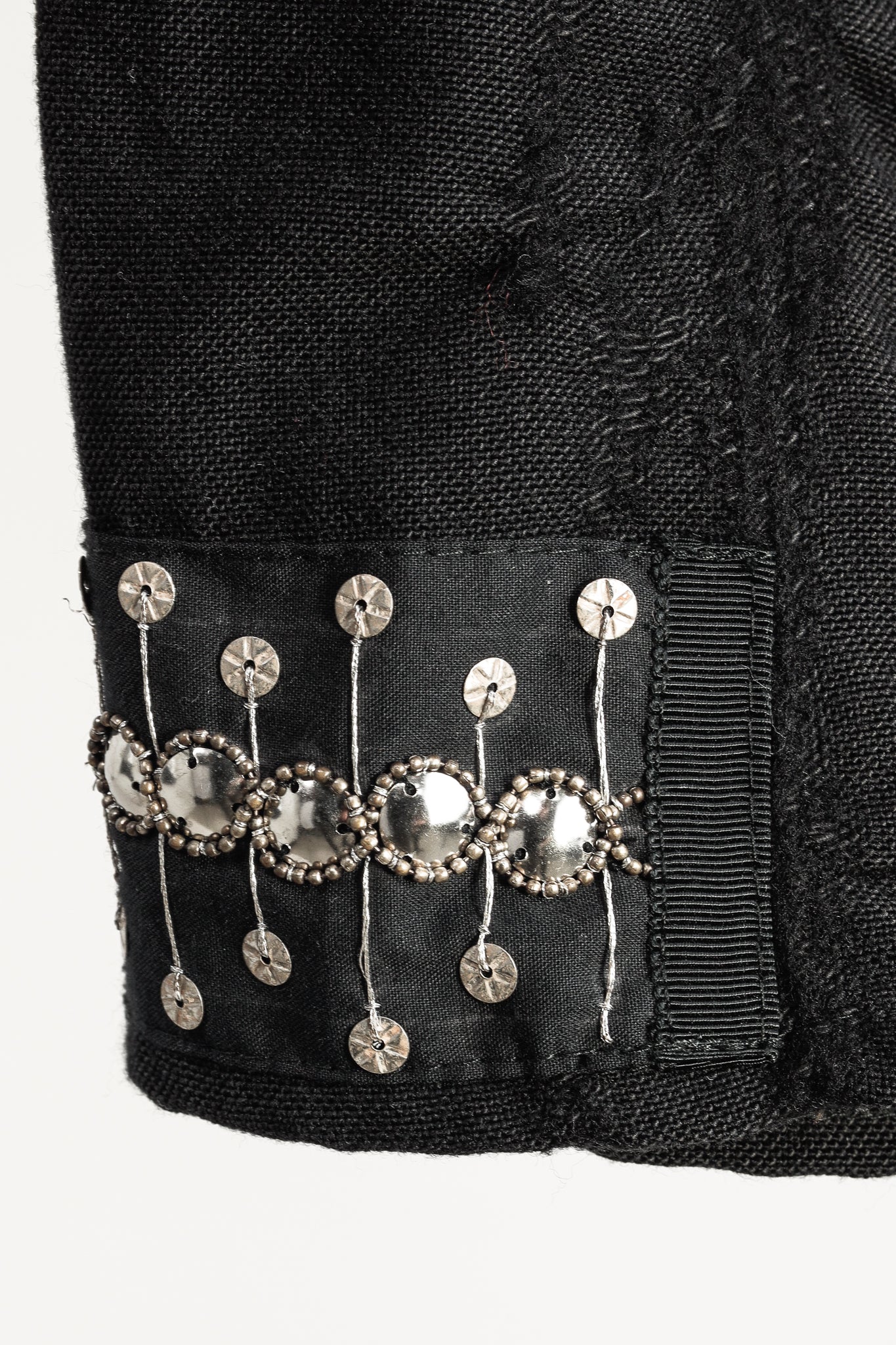 Caty Lesca Black Textured Wool & Cotton Metal-Accent Jacket