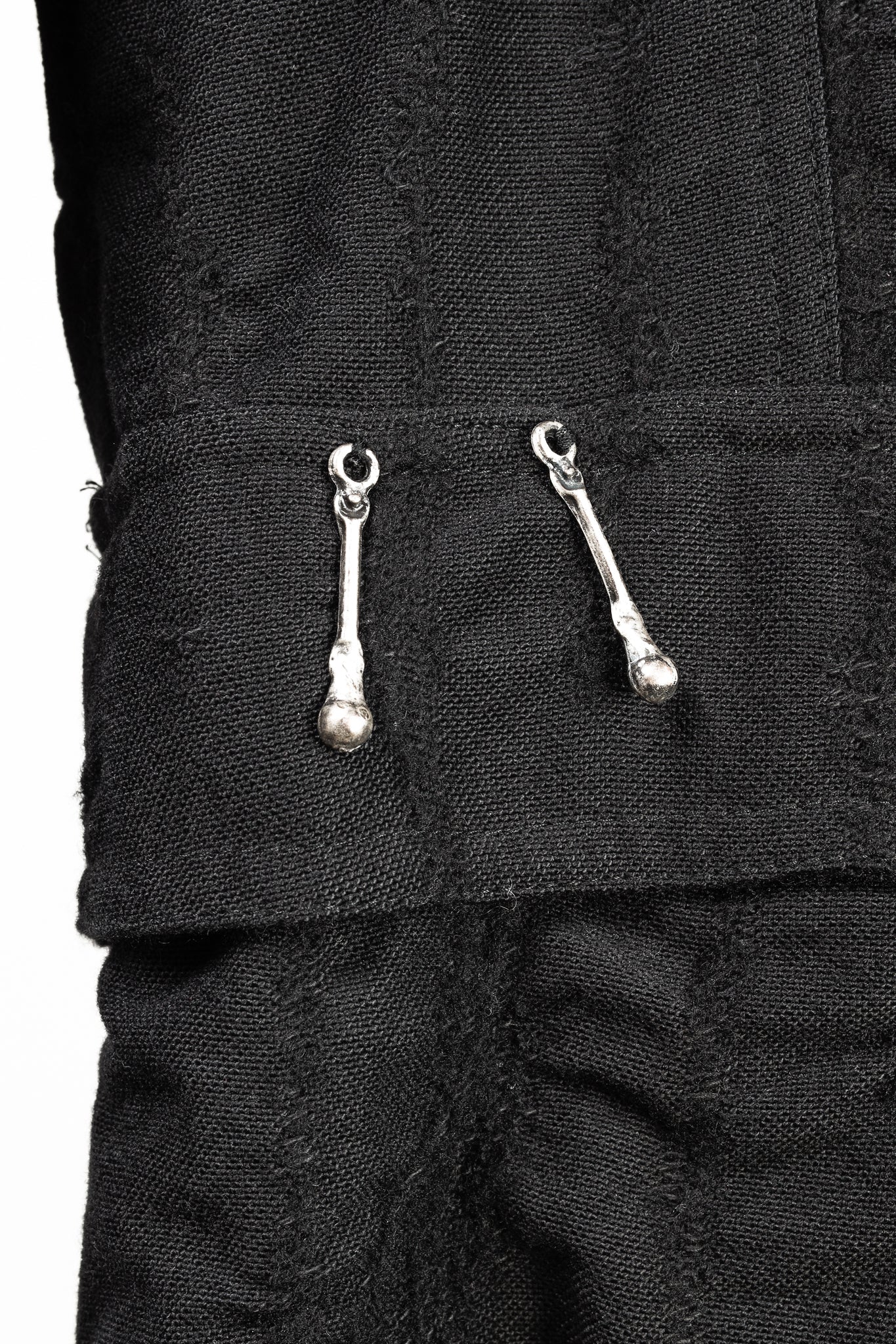 Caty Lesca Black Textured Wool & Cotton Metal-Accent Jacket