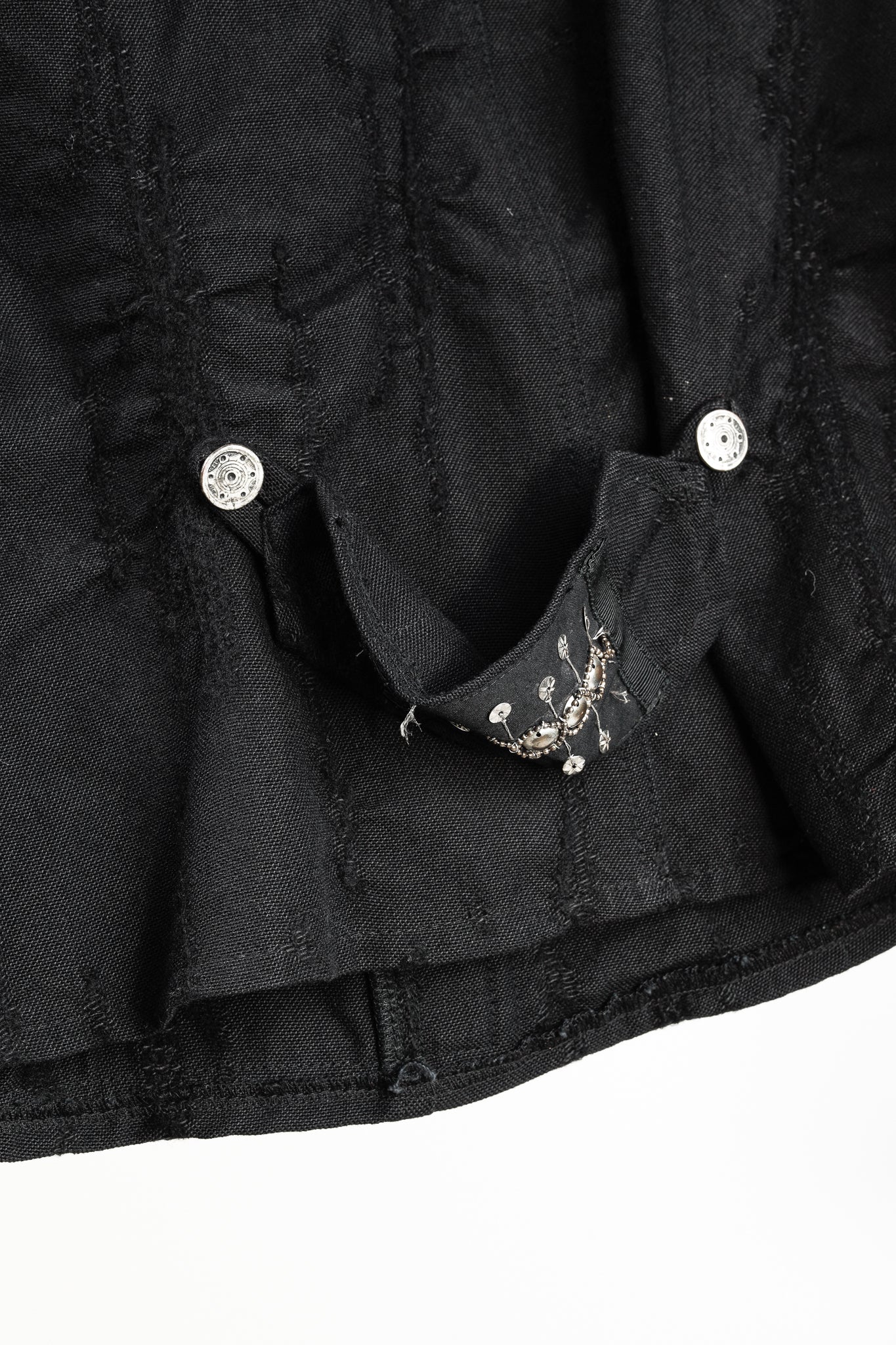 Caty Lesca Black Textured Wool & Cotton Metal-Accent Jacket