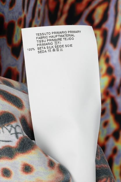 Just Cavalli Black-Multi Leopard Silk-Satin Mini Dress