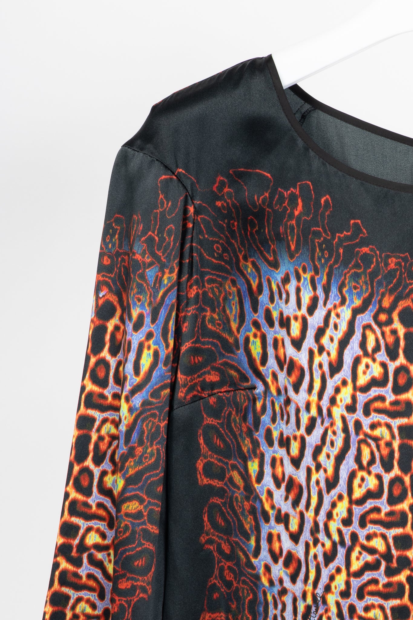 Just Cavalli Black-Multi Leopard Silk-Satin Mini Dress