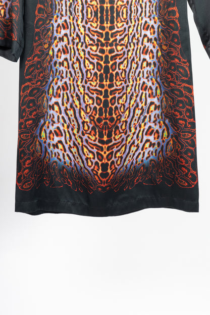Just Cavalli Black-Multi Leopard Silk-Satin Mini Dress