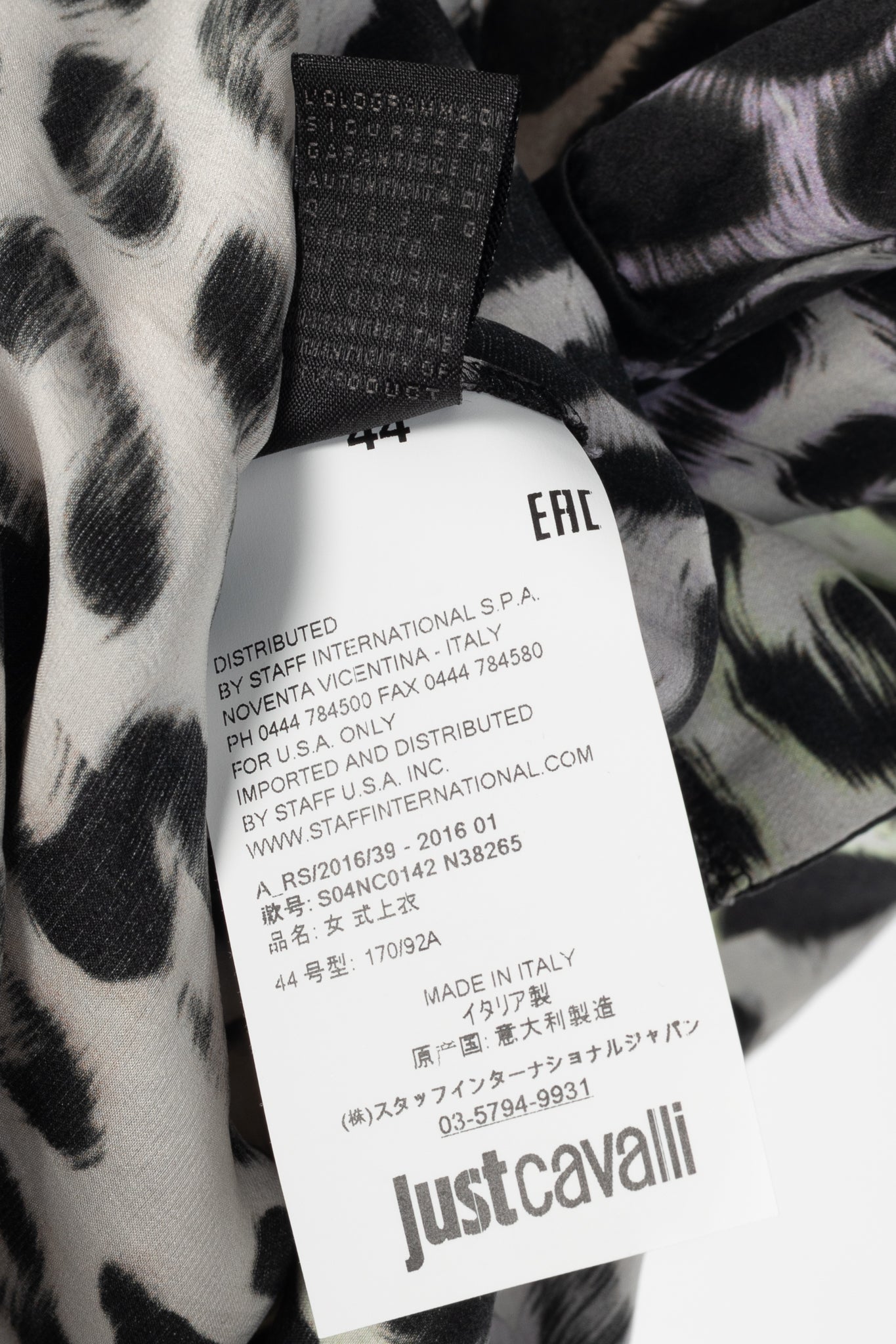 Just Cavalli Light-Grey-Multi Leopard Silk-Satin Tunic