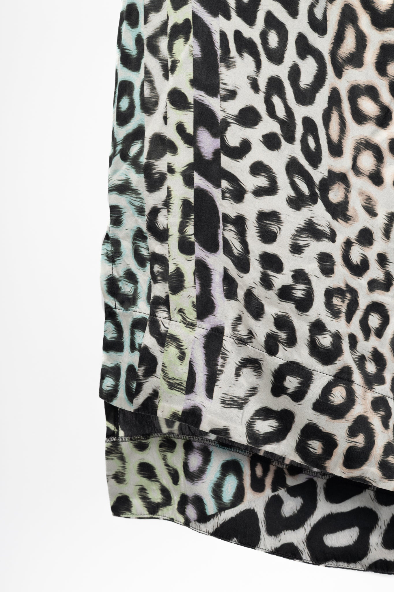 Just Cavalli Light-Grey-Multi Leopard Silk-Satin Tunic