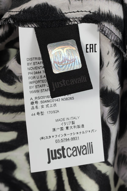 Just Cavalli Light-Grey-Multi Leopard Silk-Satin Tunic