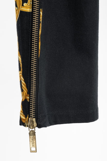Celine SS/04 Black Chain-Motif Cotton Twill Skinny Pants