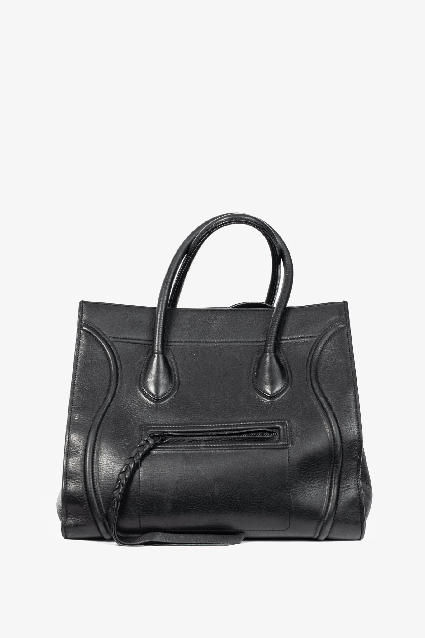 Celine Medium Phantom Luggage Black Leather Tote