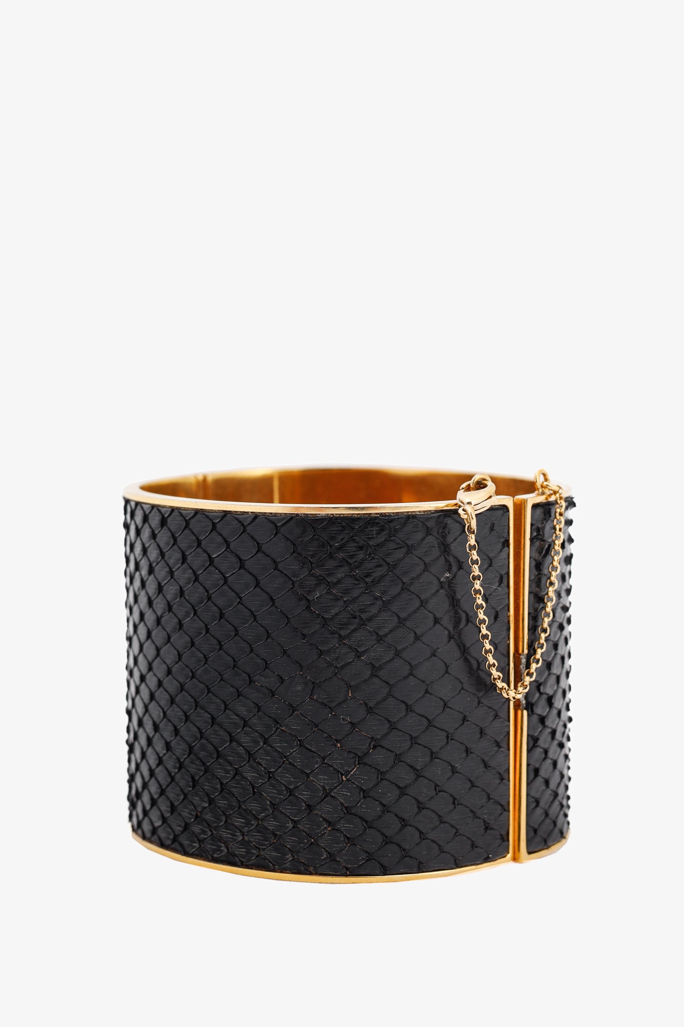 Celine Black Snakeskin Wide Cuff