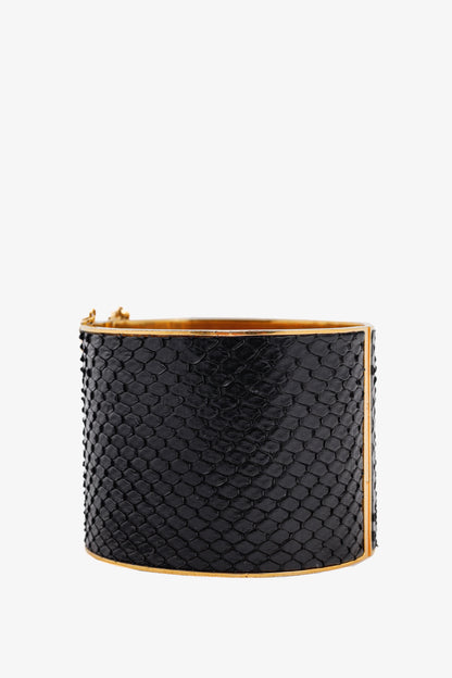 Celine Black Snakeskin Wide Cuff