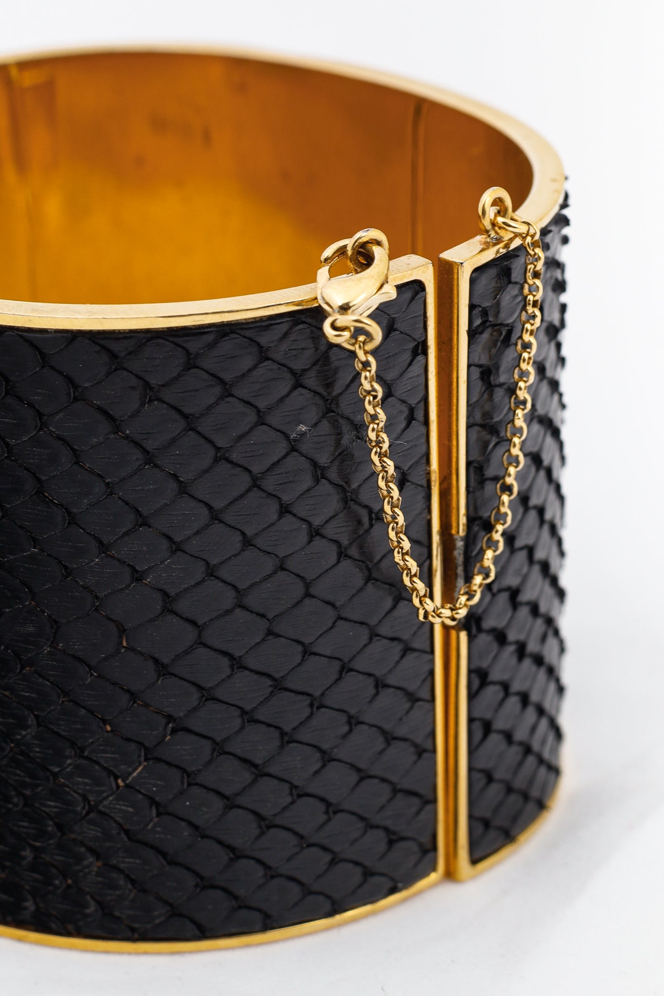 Celine Black Snakeskin Wide Cuff