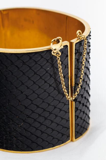 Celine Black Snakeskin Wide Cuff