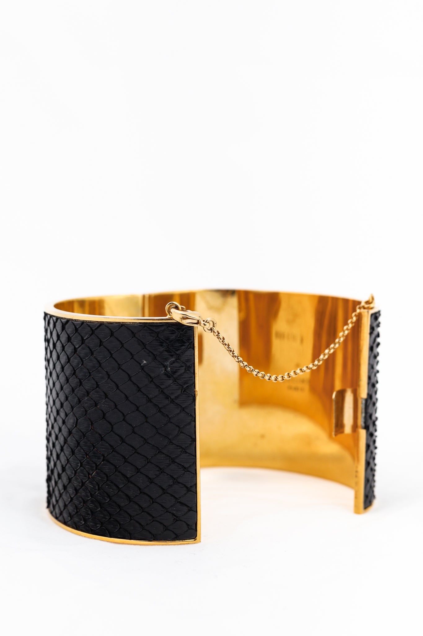 Celine Black Snakeskin Wide Cuff