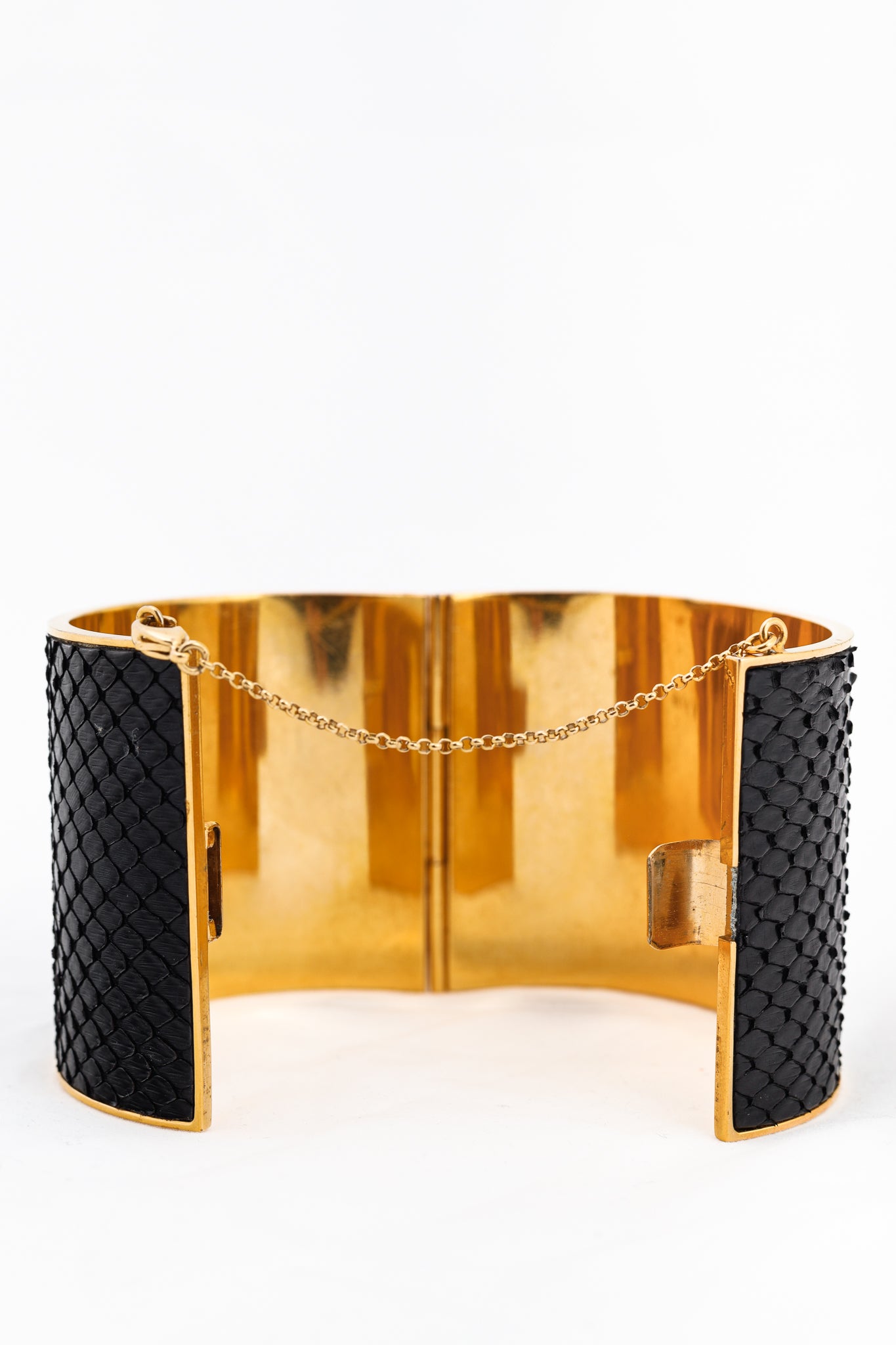 Celine Black Snakeskin Wide Cuff