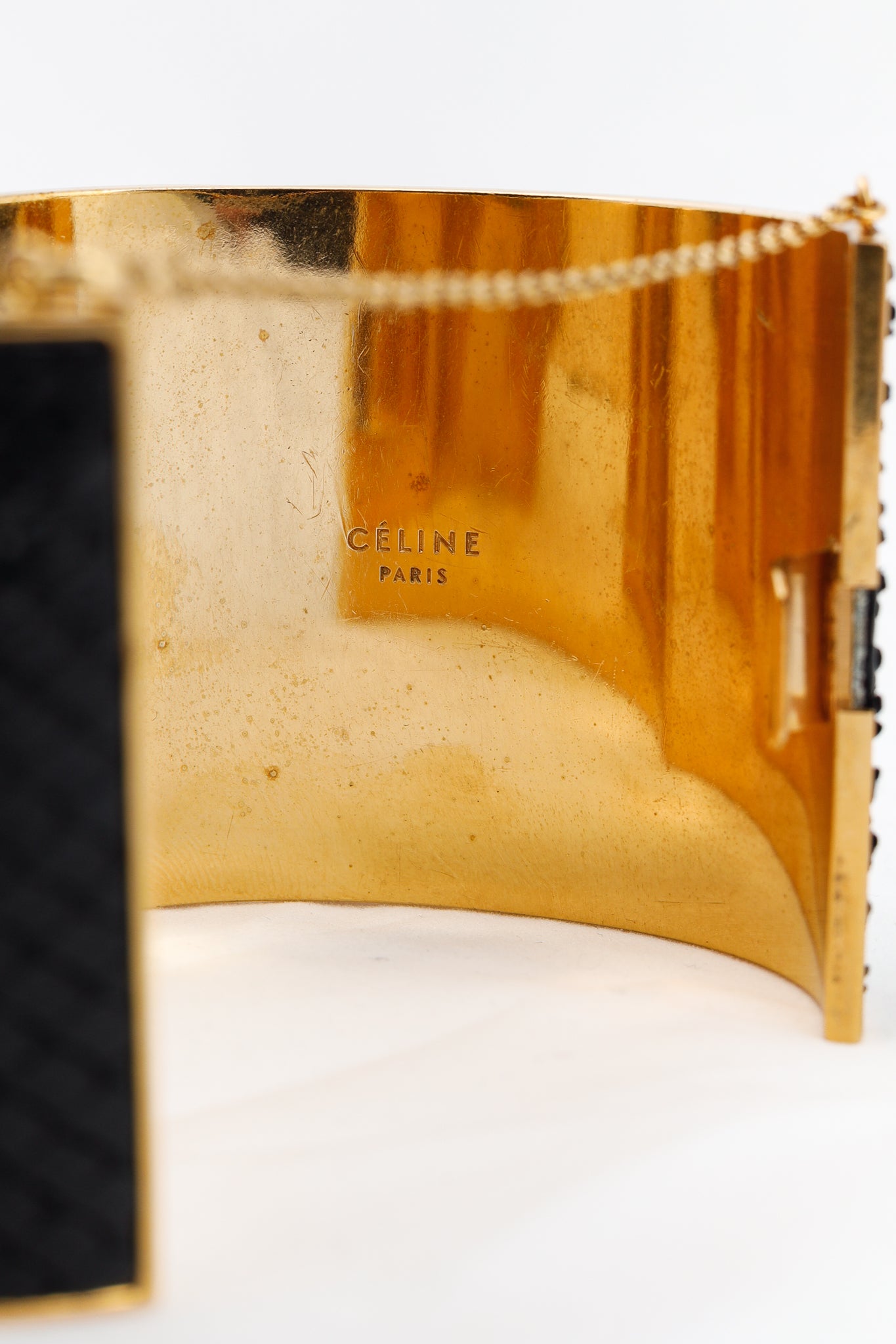 Celine Black Snakeskin Wide Cuff