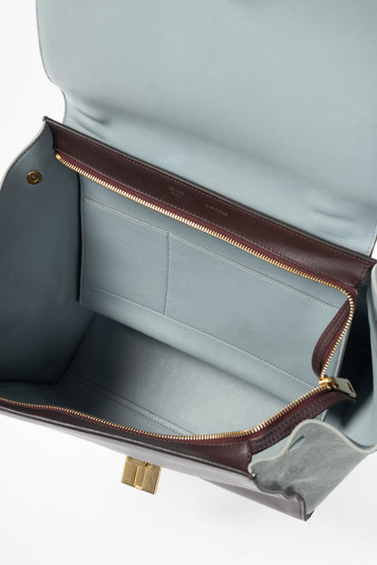 Celine Trapeze Medium Brown, Burgundy & Grey Leather & Suede Tote