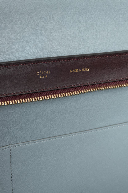 Celine Trapeze Medium Brown, Burgundy & Grey Leather & Suede Tote