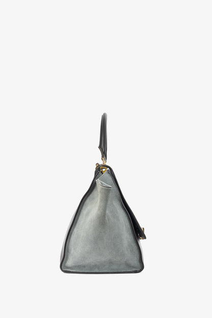 Celine Trapeze Medium Brown, Burgundy & Grey Leather & Suede Tote