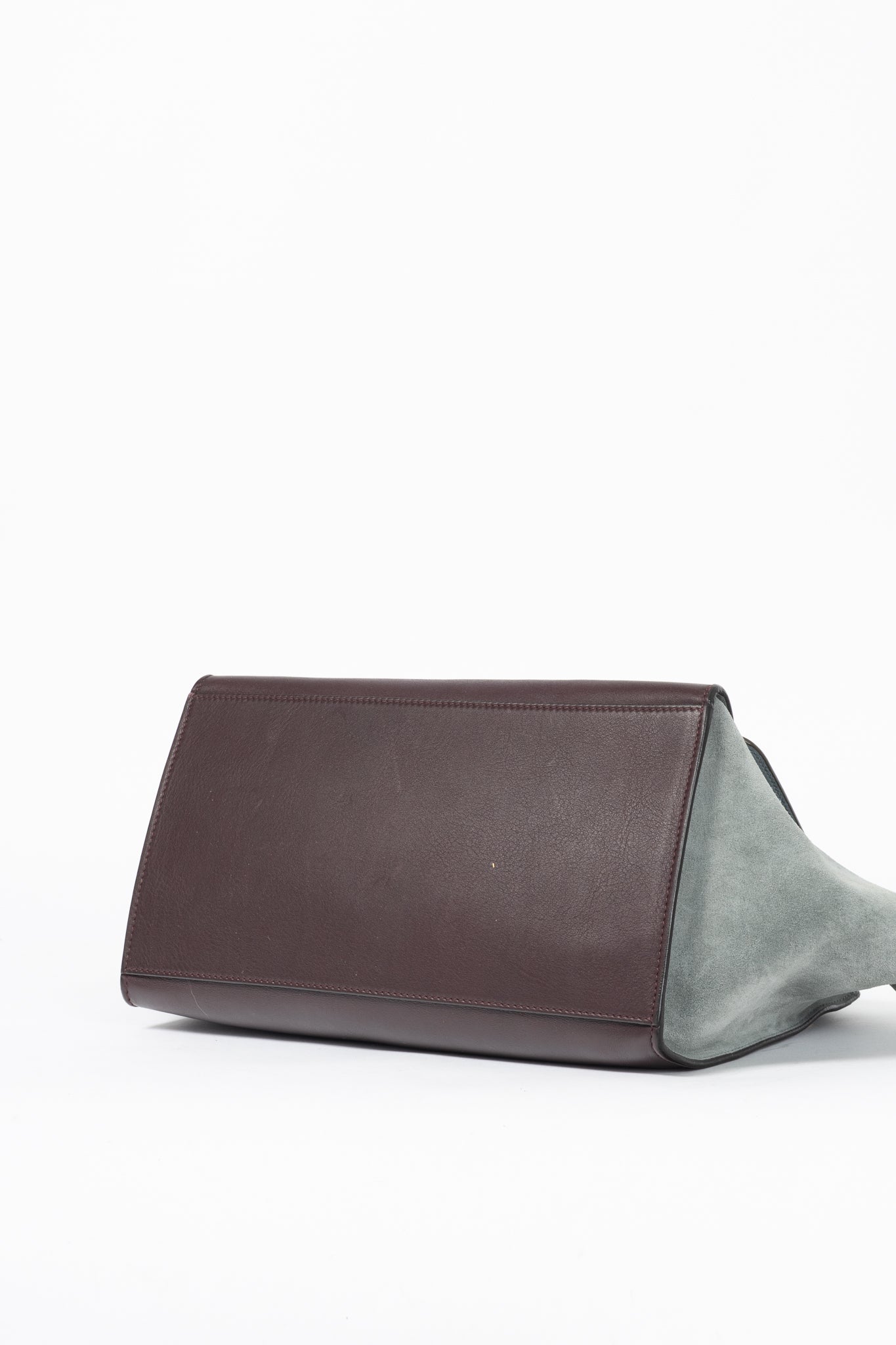 Celine Trapeze Medium Brown, Burgundy & Grey Leather & Suede Tote