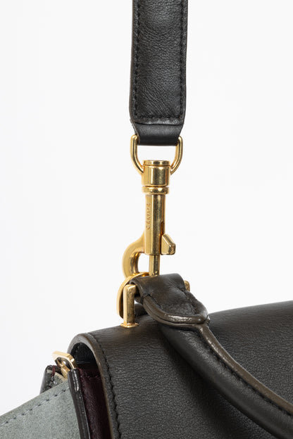 Celine Trapeze Medium Brown, Burgundy & Grey Leather & Suede Tote