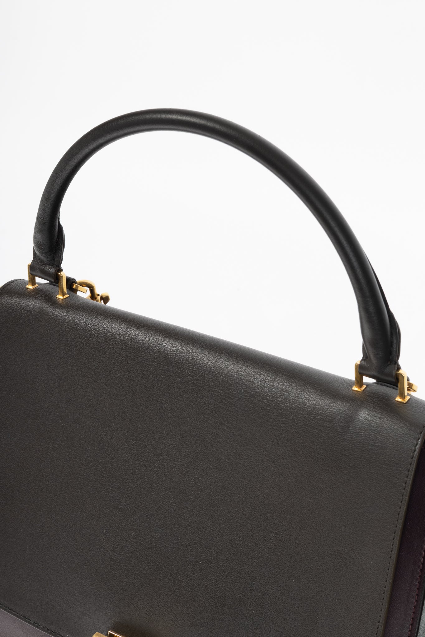 Celine Trapeze Medium Brown, Burgundy & Grey Leather & Suede Tote