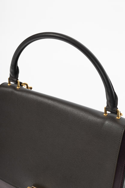 Celine Trapeze Medium Brown, Burgundy & Grey Leather & Suede Tote