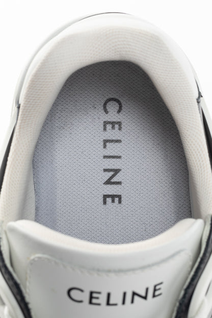 Celine CT-07 Optic White & Black Calfskin Low Lace-Up Trainers