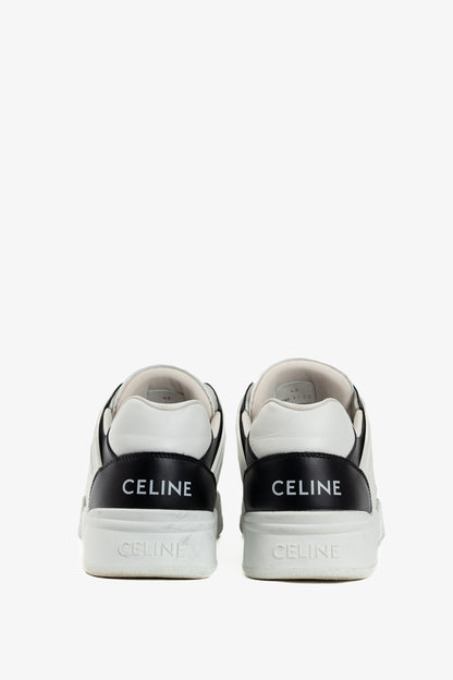 Celine CT-07 Optic White & Black Calfskin Low Lace-Up Trainers