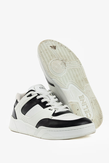 Celine CT-07 Optic White & Black Calfskin Low Lace-Up Trainers