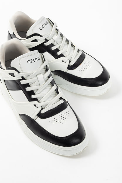 Celine CT-07 Optic White & Black Calfskin Low Lace-Up Trainers