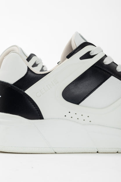 Celine CT-07 Optic White & Black Calfskin Low Lace-Up Trainers