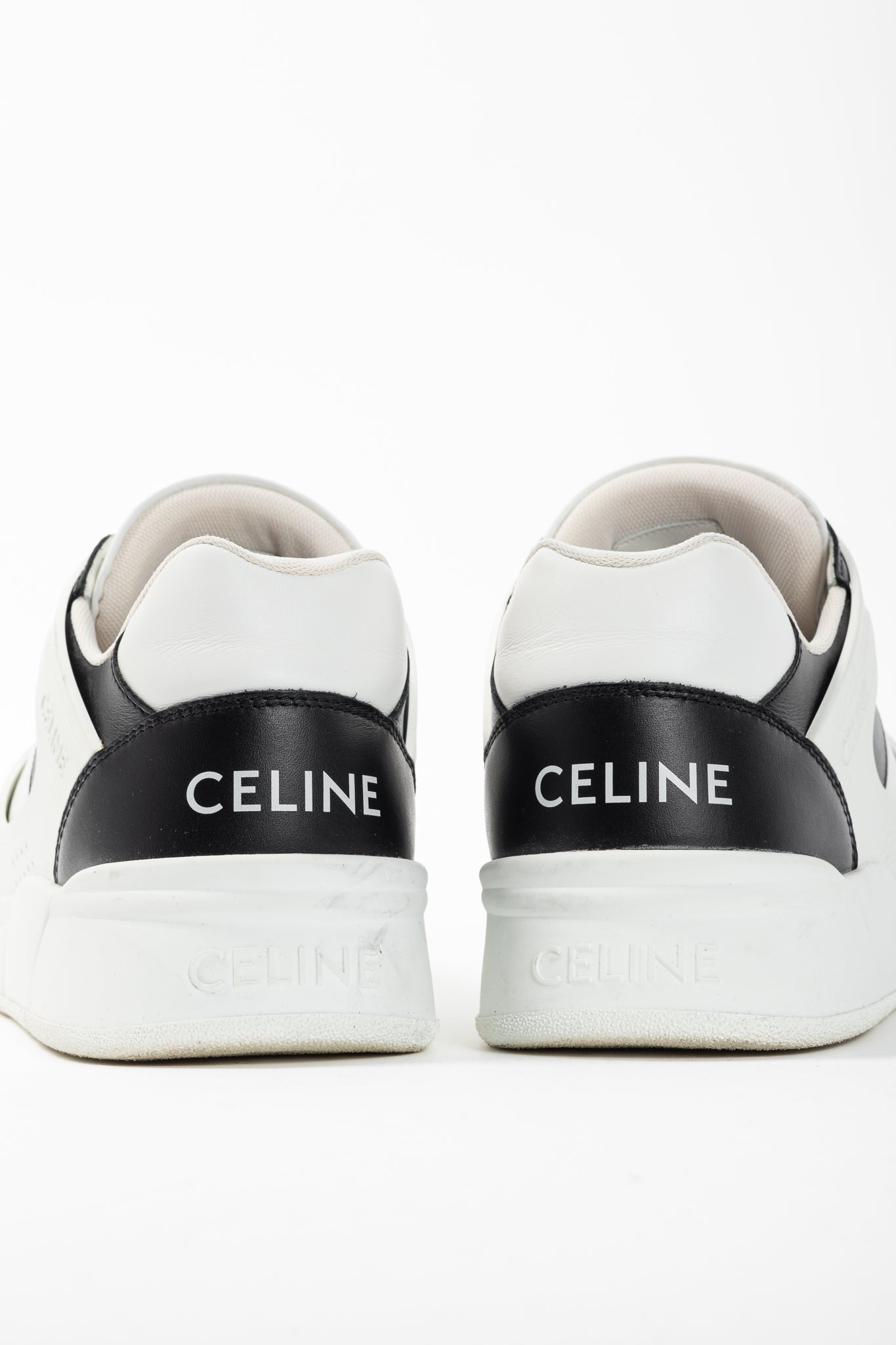 Celine CT-07 Optic White & Black Calfskin Low Lace-Up Trainers