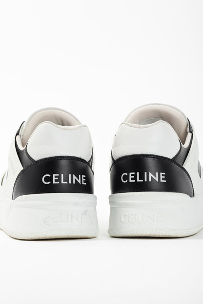 Celine CT-07 Optic White & Black Calfskin Low Lace-Up Trainers