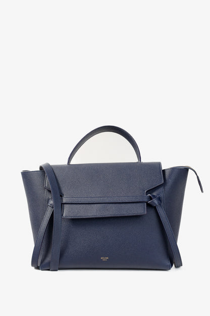 Celine Mini Belt Navy Grained Calfskin Bag