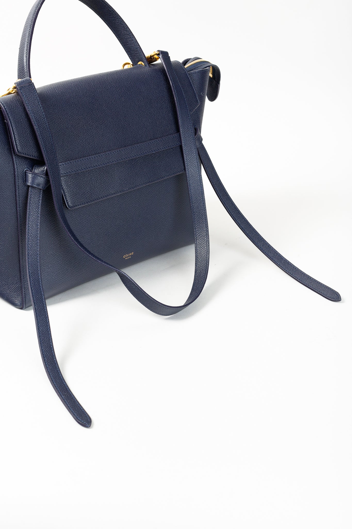 Celine Mini Belt Navy Grained Calfskin Bag