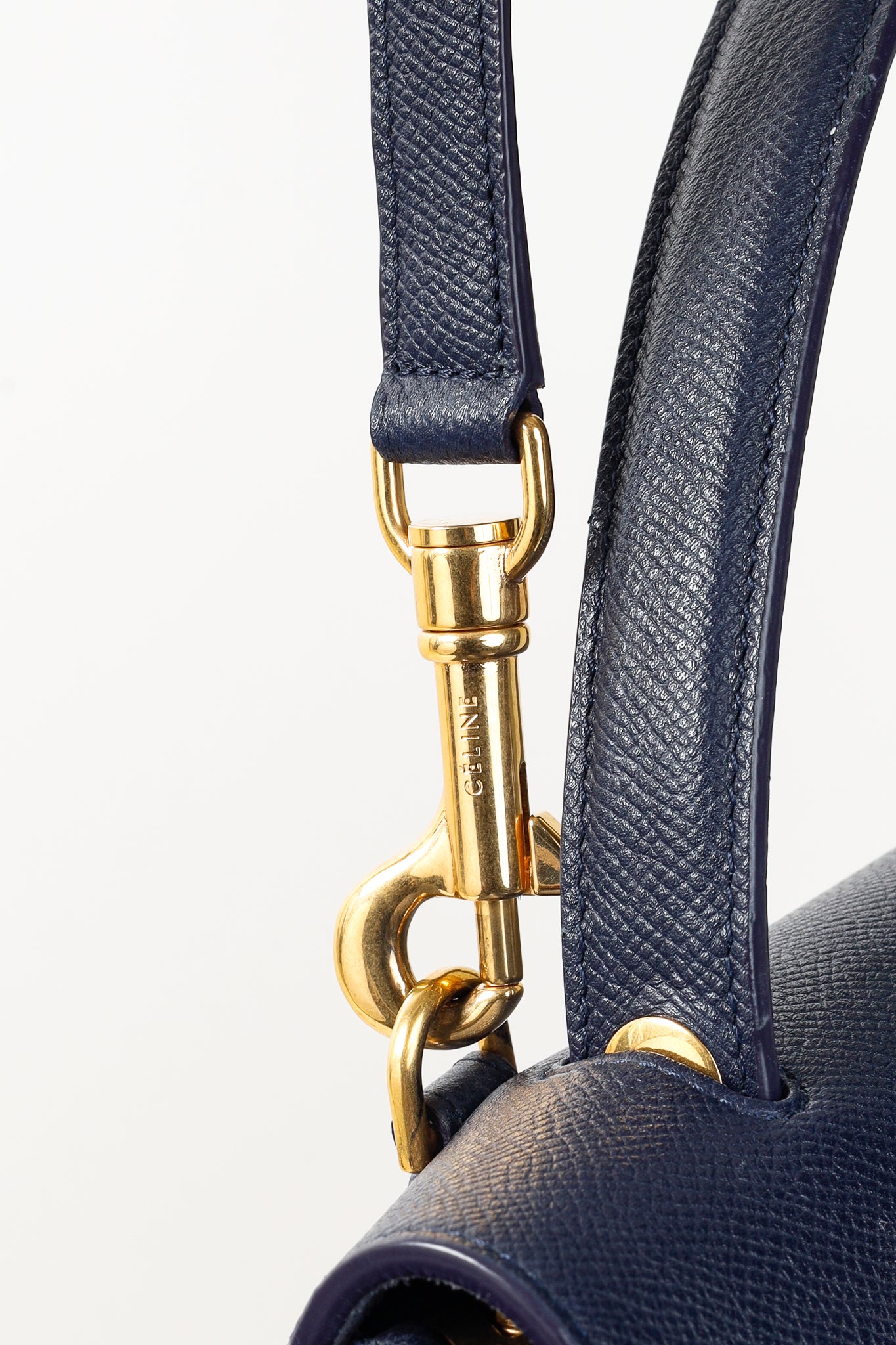 Celine Mini Belt Navy Grained Calfskin Bag