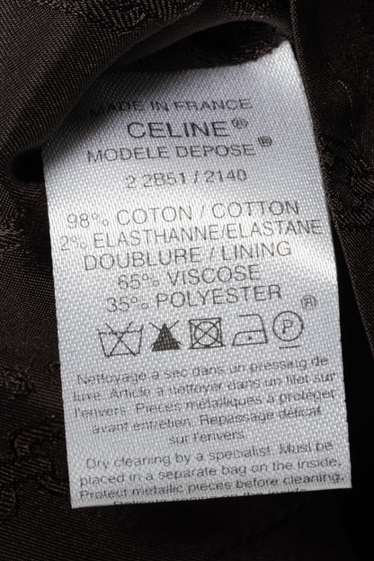 Celine Brown Velvet Buckled Pleated Mini Skirt