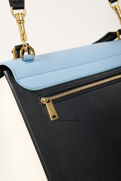 Celine Trapeze Smooth Calfskin Tri-Colour Blue Leather Bag