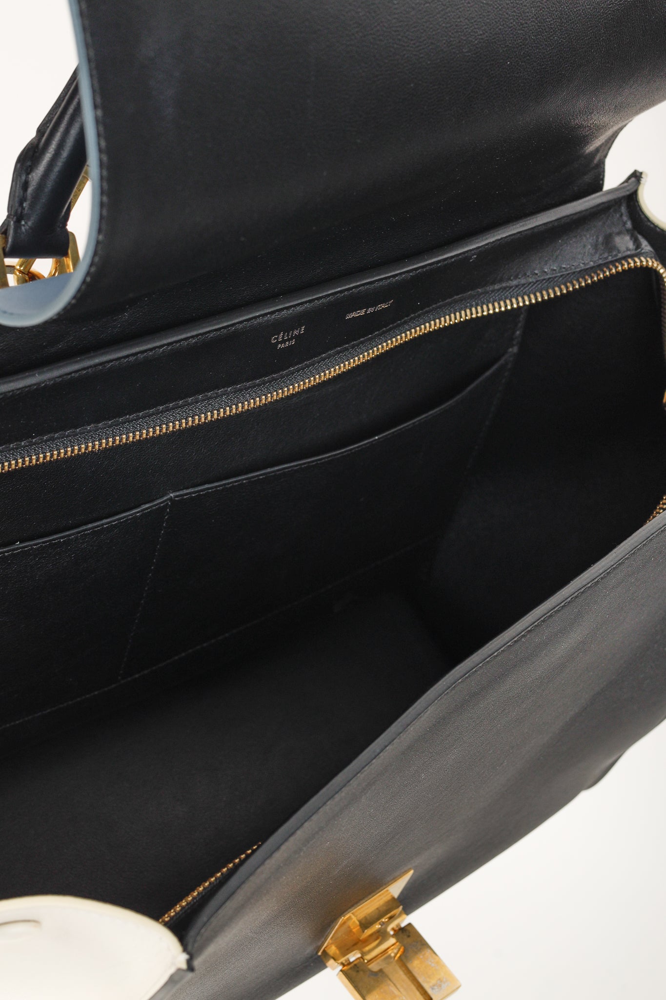 Celine Trapeze Smooth Calfskin Tri-Colour Blue Leather Bag
