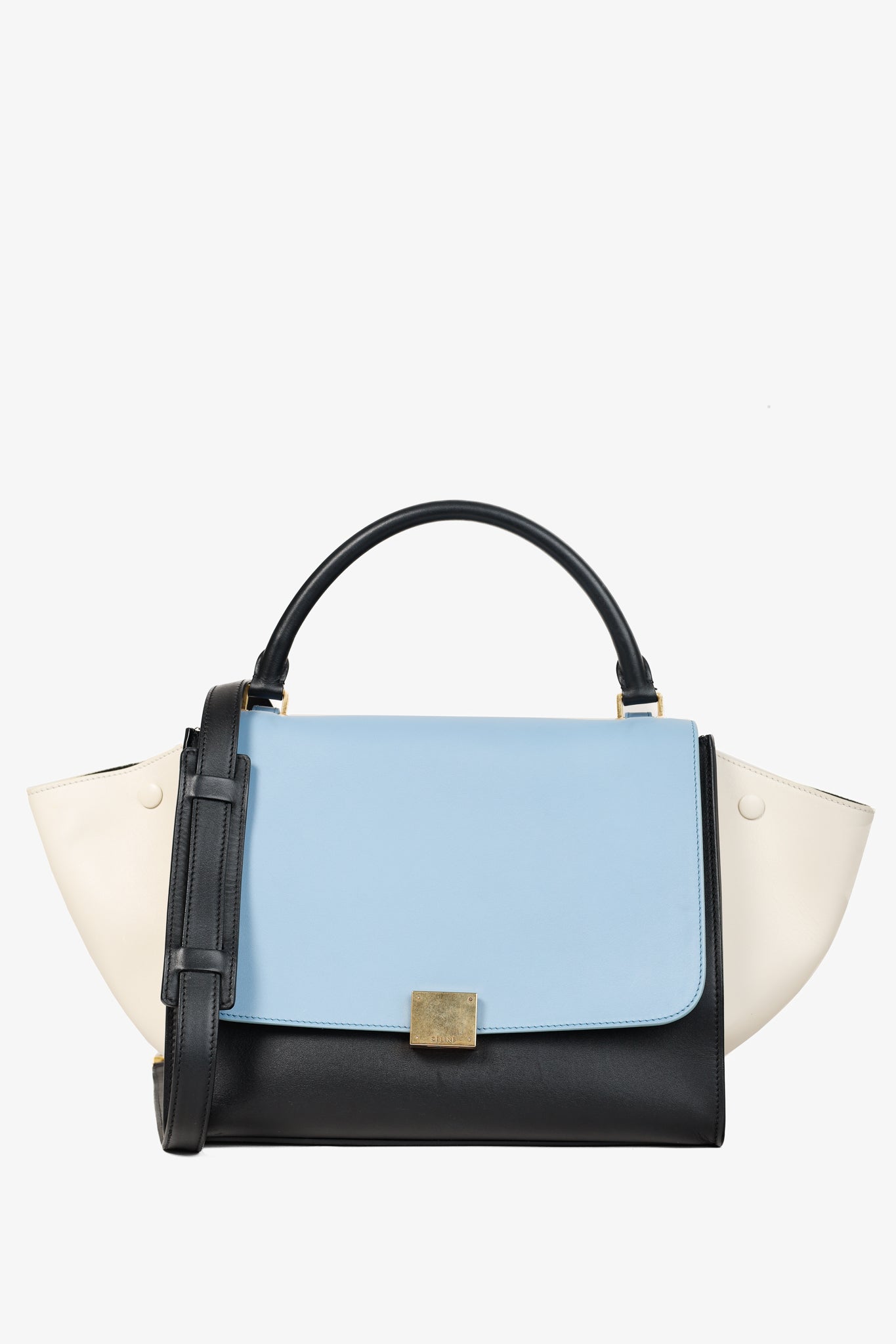 Celine Trapeze Smooth Calfskin Tri-Colour Blue Leather Bag