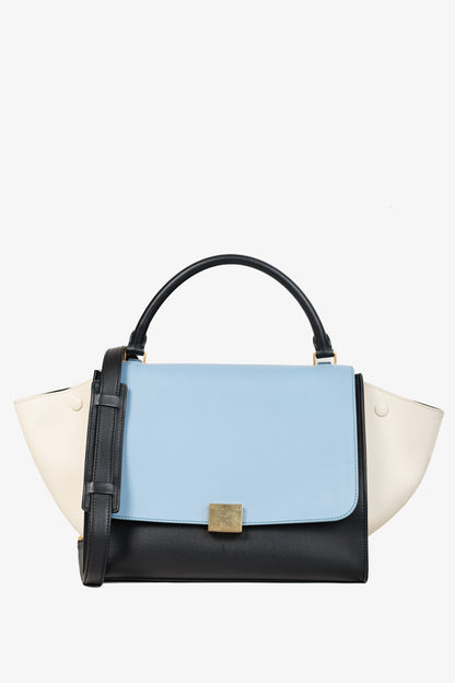 Celine Trapeze Smooth Calfskin Tri-Colour Blue Leather Bag